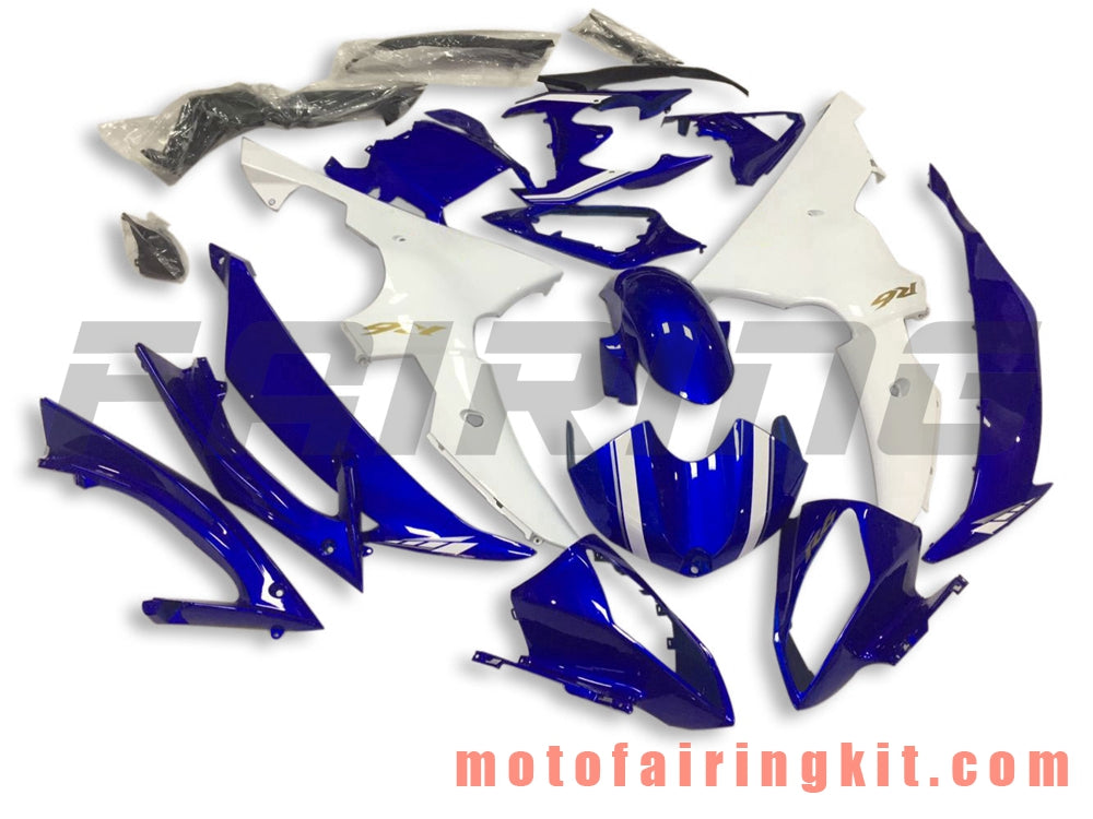 Kits de carenado aptos para YZF-600 R6 2008 2009 2010 2011 2012 2013 2014 2015 2016 Molde de inyección de plástico ABS Carrocería completa para motocicleta Carrocería del mercado de accesorios Marco (azul y blanco) B116