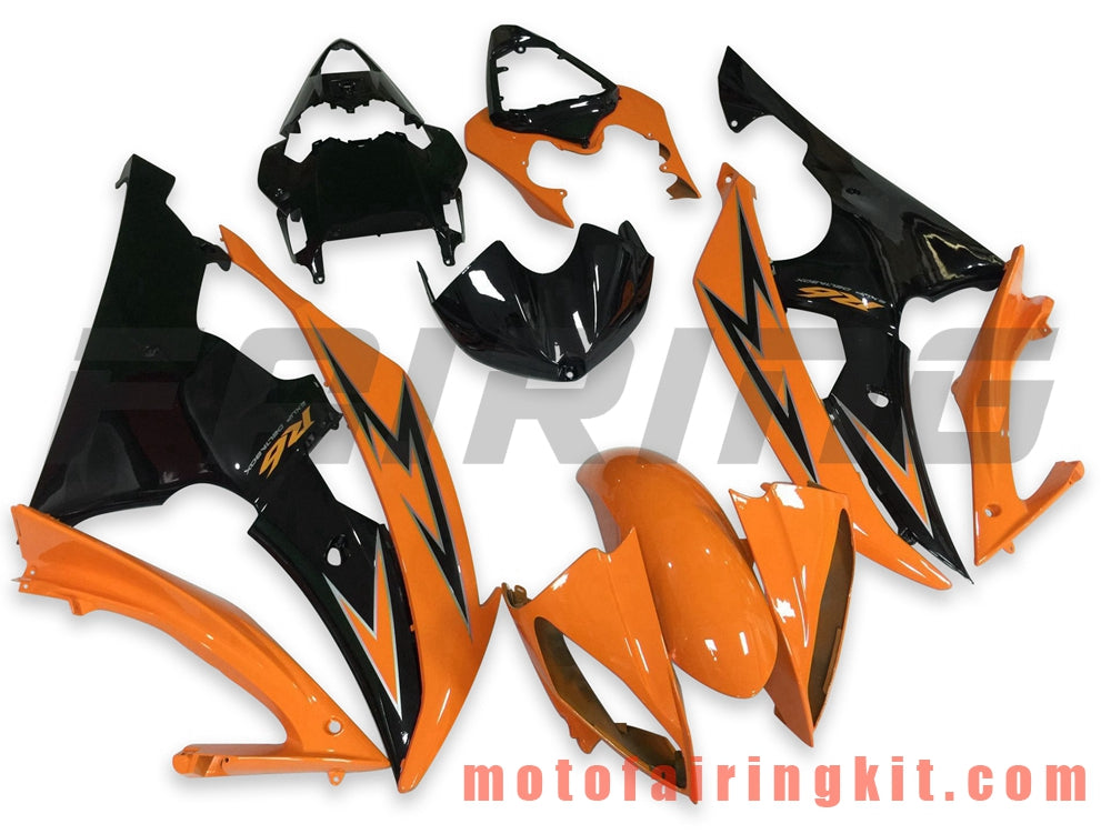 Fairing Kits Fit for YZF-600 R6 2008 2009 2010 2011 2012 2013 2014 2015 2016 Plastic ABS Injection Mold Complete Motorcycle Body Aftermarket Bodywork Frame (Orange & Black) B117