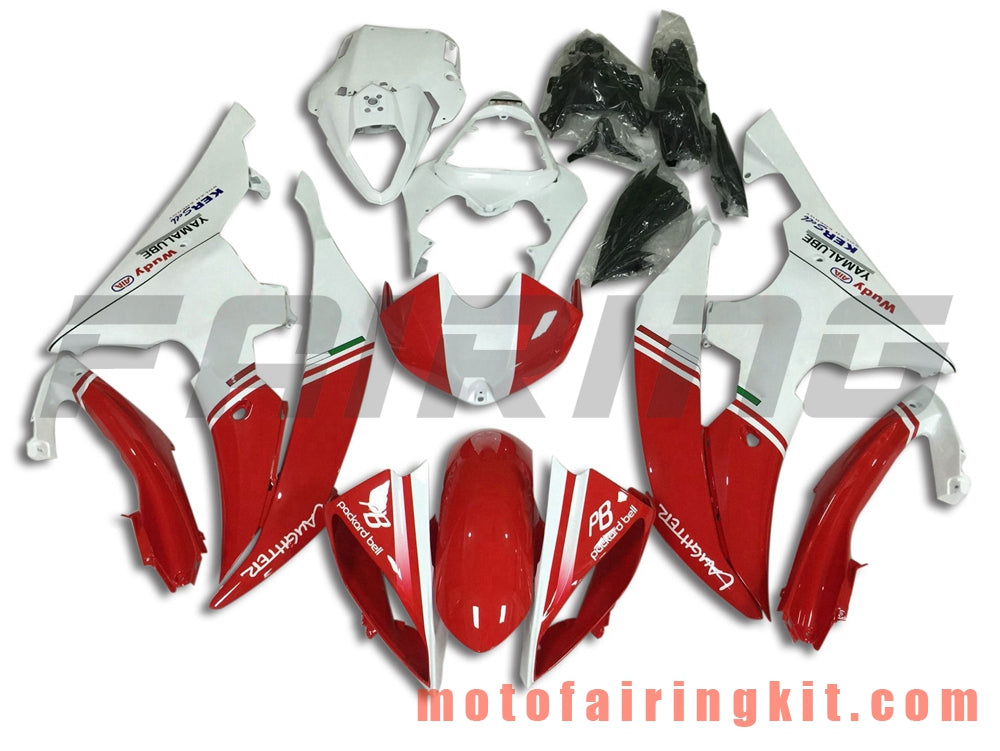 Fairing Kits Fit for YZF-600 R6 2008 2009 2010 2011 2012 2013 2014 2015 2016 Plastic ABS Injection Mold Complete Motorcycle Body Aftermarket Bodywork Frame (Red & White) B118