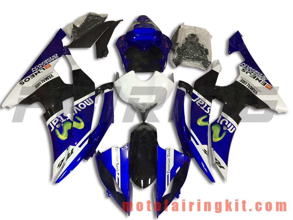 Fairing Kits Fit for YZF-600 R6 2008 2009 2010 2011 2012 2013 2014 2015 2016 Plastic ABS Injection Mold Complete Motorcycle Body Aftermarket Bodywork Frame (Blue & White) B122