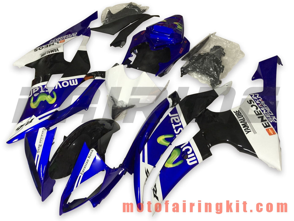 Fairing Kits Fit for YZF-600 R6 2008 2009 2010 2011 2012 2013 2014 2015 2016 Plastic ABS Injection Mold Complete Motorcycle Body Aftermarket Bodywork Frame (Blue & White) B122