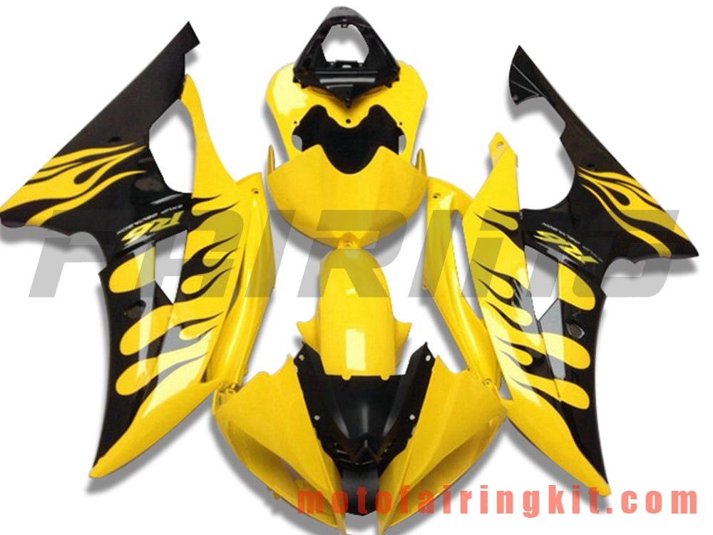 Fairing Kits Fit for YZF-600 R6 2008 2009 2010 2011 2012 2013 2014 2015 2016 Plastic ABS Injection Mold Complete Motorcycle Body Aftermarket Bodywork Frame (Yellow & Black) B125