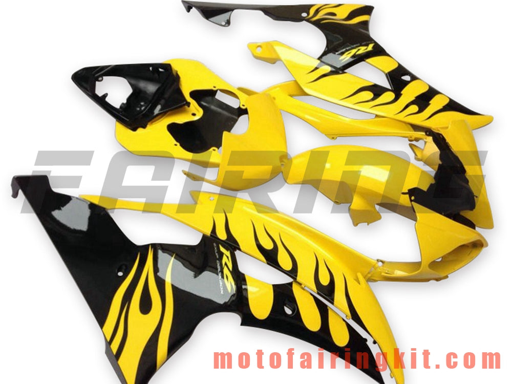 フェアリングキット YZF-600 R6 2008 2009 2010 2011 2012 2013 2014 2015 2016 プラスチック ABS 射出成形 完全なオートバイボディ アフターマーケットボディワークフレーム (イエロー &amp; ブラック) B125