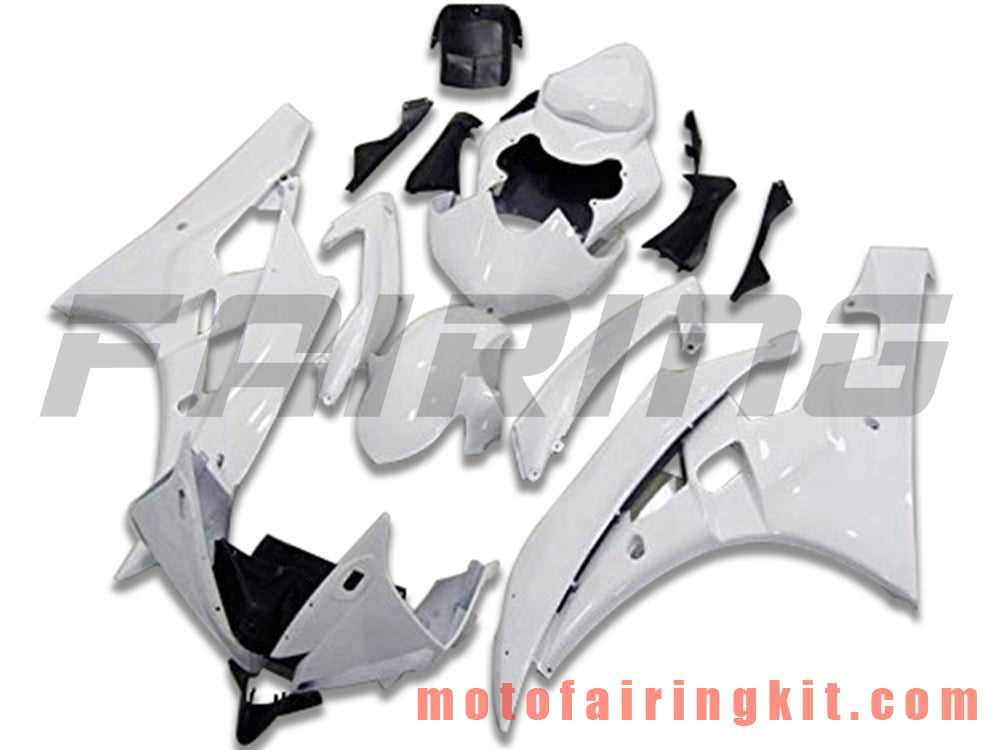 Fairing Kits Fit for YZF-600 R6 2008 2009 2010 2011 2012 2013 2014 2015 2016 Plastic ABS Injection Mold Complete Motorcycle Body Aftermarket Bodywork Frame (White) B134