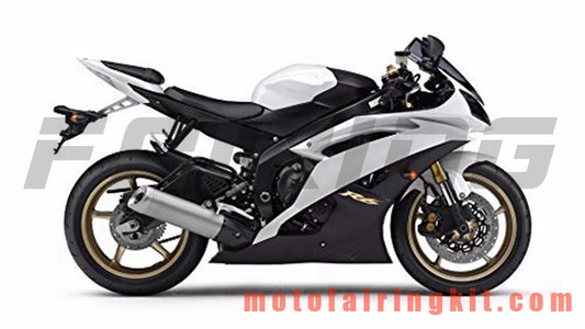 Fairing Kits Fit for YZF-600 R6 2008 2009 2010 2011 2012 2013 2014 2015 2016 Plastic ABS Injection Mold Complete Motorcycle Body Aftermarket Bodywork Frame (White & Black) B135