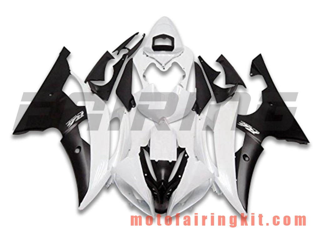 Fairing Kits Fit for YZF-600 R6 2008 2009 2010 2011 2012 2013 2014 2015 2016 Plastic ABS Injection Mold Complete Motorcycle Body Aftermarket Bodywork Frame (White & Black) B135