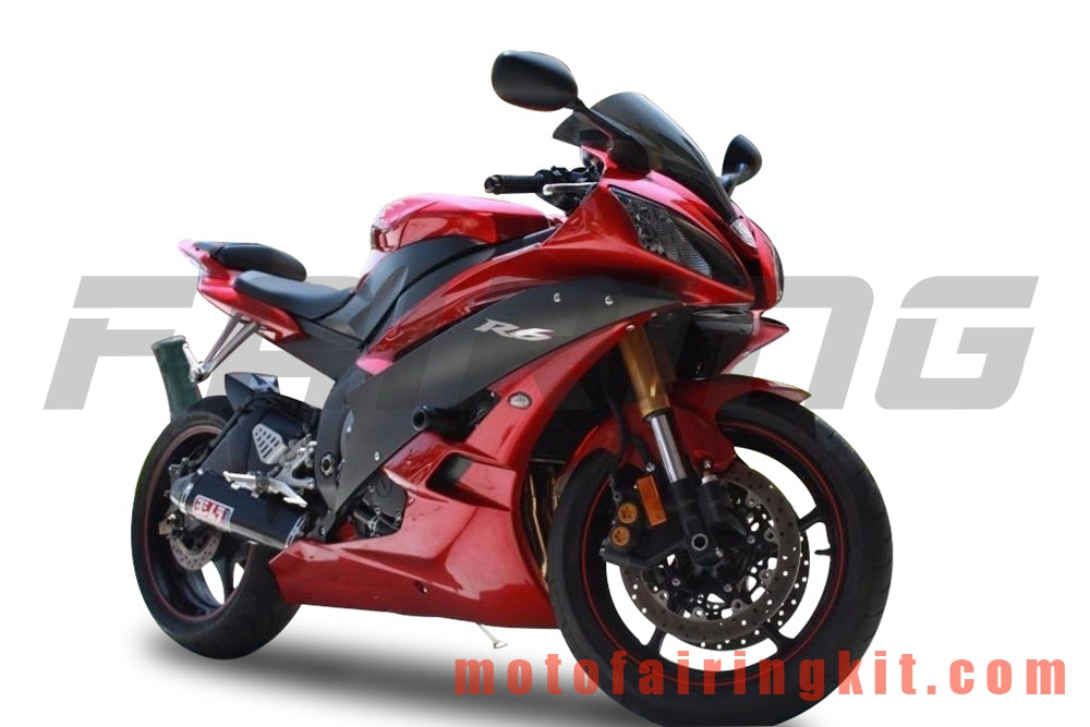 フェアリングキット YZF-600 R6 2008 2009 2010 2011 2012 2013 2014 2015 2016 プラスチック ABS 射出成形 完全なオートバイボディ アフターマーケットボディワークフレーム (レッド &amp; ブラック) B136