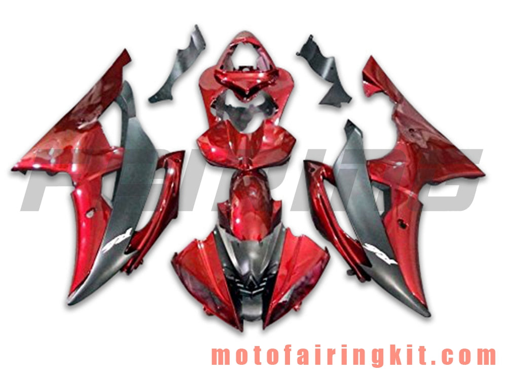 Fairing Kits Fit for YZF-600 R6 2008 2009 2010 2011 2012 2013 2014 2015 2016 Plastic ABS Injection Mold Complete Motorcycle Body Aftermarket Bodywork Frame (Red & Black) B136