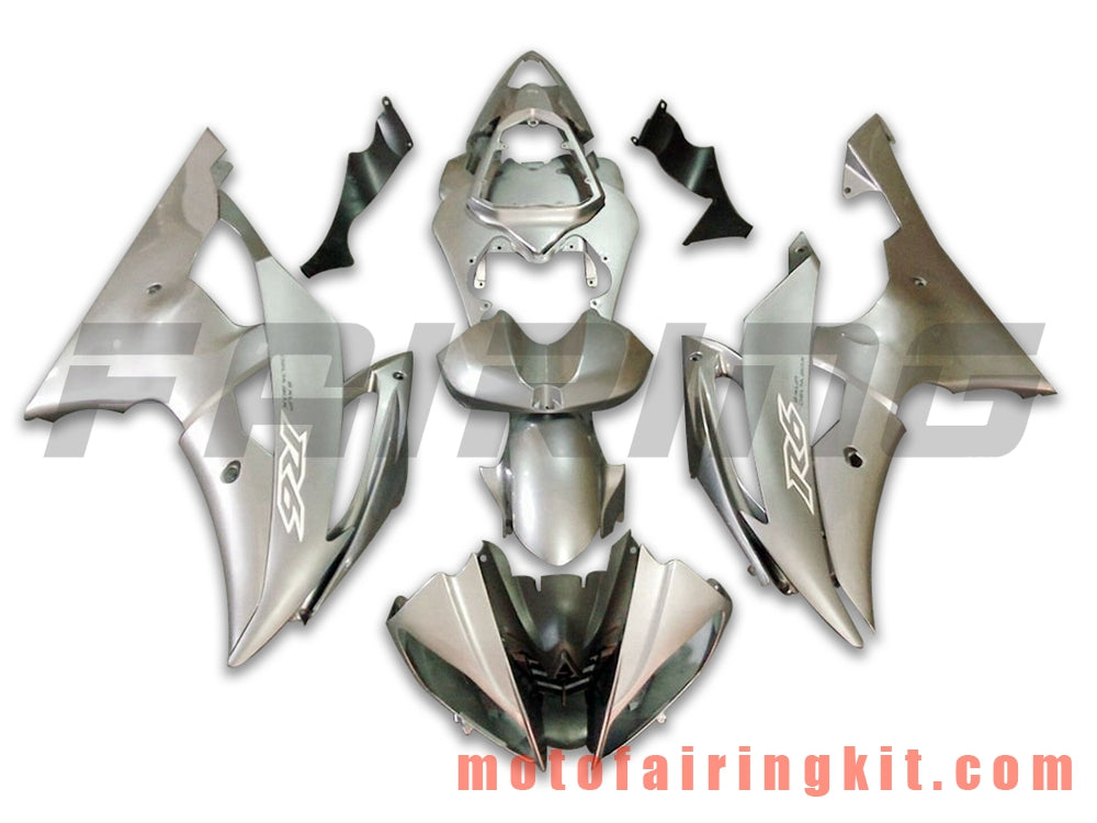 Fairing Kits Fit for YZF-600 R6 2008 2009 2010 2011 2012 2013 2014 2015 2016 Plastic ABS Injection Mold Complete Motorcycle Body Aftermarket Bodywork Frame (Silver) B137