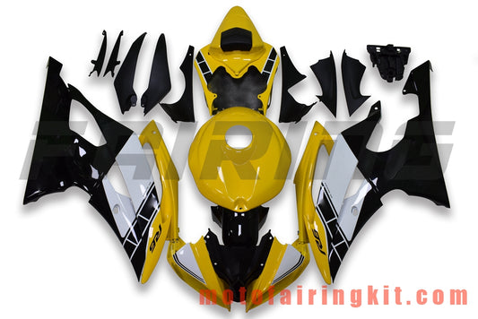 Fairing Kits Fit for YZF-600 R6 2008 2009 2010 2011 2012 2013 2014 2015 2016 Plastic ABS Injection Mold Complete Motorcycle Body Aftermarket Bodywork Frame (Yellow & Black) B144