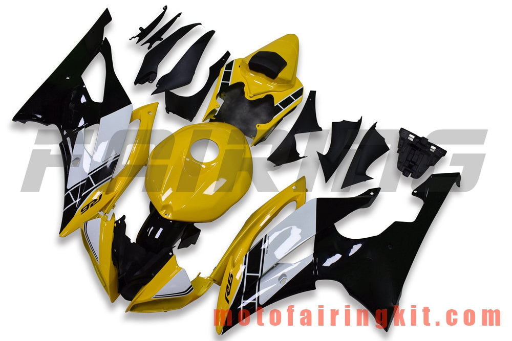 Fairing Kits Fit for YZF-600 R6 2008 2009 2010 2011 2012 2013 2014 2015 2016 Plastic ABS Injection Mold Complete Motorcycle Body Aftermarket Bodywork Frame (Yellow & Black) B144