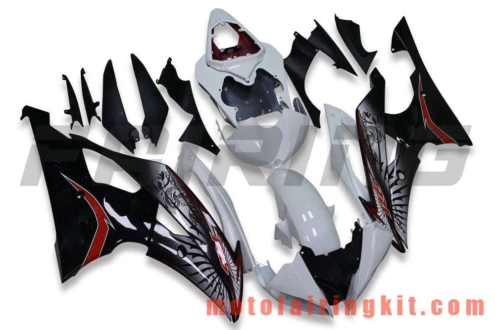 Fairing Kits Fit for YZF-600 R6 2008 2009 2010 2011 2012 2013 2014 2015 2016 Plastic ABS Injection Mold Complete Motorcycle Body Aftermarket Bodywork Frame (White & Black) B145