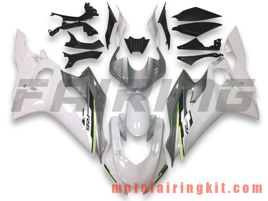 Fairing Kits Fit for YZF-600 R6 2017 2018 2019 2020 R6 17 18 19 20 Plastic ABS Injection Mold Complete Motorcycle Body Aftermarket Bodywork Frame (White & Silver) B001