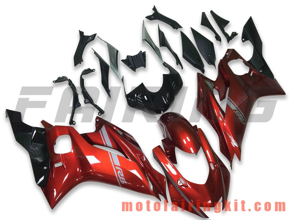 Fairing Kits Fit for YZF-600 R6 2017 2018 2019 2020 R6 17 18 19 20 Plastic ABS Injection Mold Complete Motorcycle Body Aftermarket Bodywork Frame (Red & Black) B004