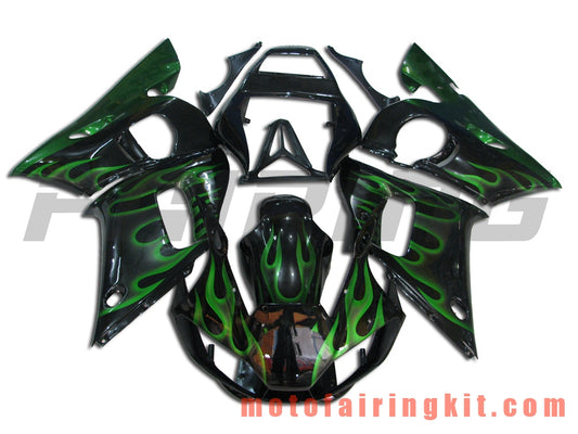 Fairing Kits Fit for YZF-600 R6 1998 1999 2000 2001 2002 YZF 600 R6 Plastic ABS Injection Mold Complete Motorcycle Body Aftermarket Bodywork Frame (Black & Green) B001