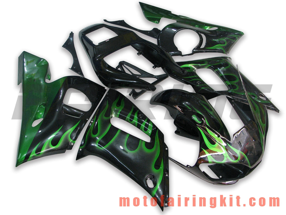 Fairing Kits Fit for YZF-600 R6 1998 1999 2000 2001 2002 YZF 600 R6 Plastic ABS Injection Mold Complete Motorcycle Body Aftermarket Bodywork Frame (Black & Green) B001