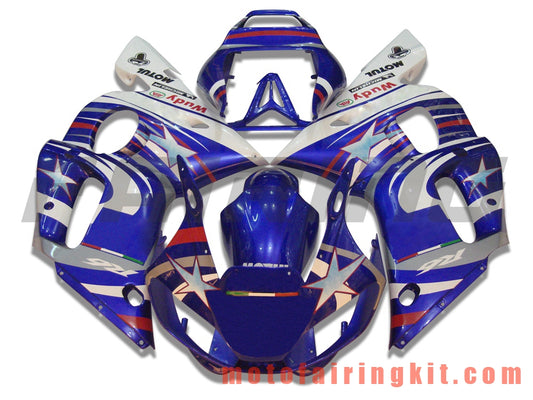 Kits de carenado aptos para YZF-600 R6 1998 1999 2000 2001 2002 YZF 600 R6 Molde de inyección de plástico ABS Carrocería completa para motocicleta Marco de carrocería de posventa (azul y blanco) B003