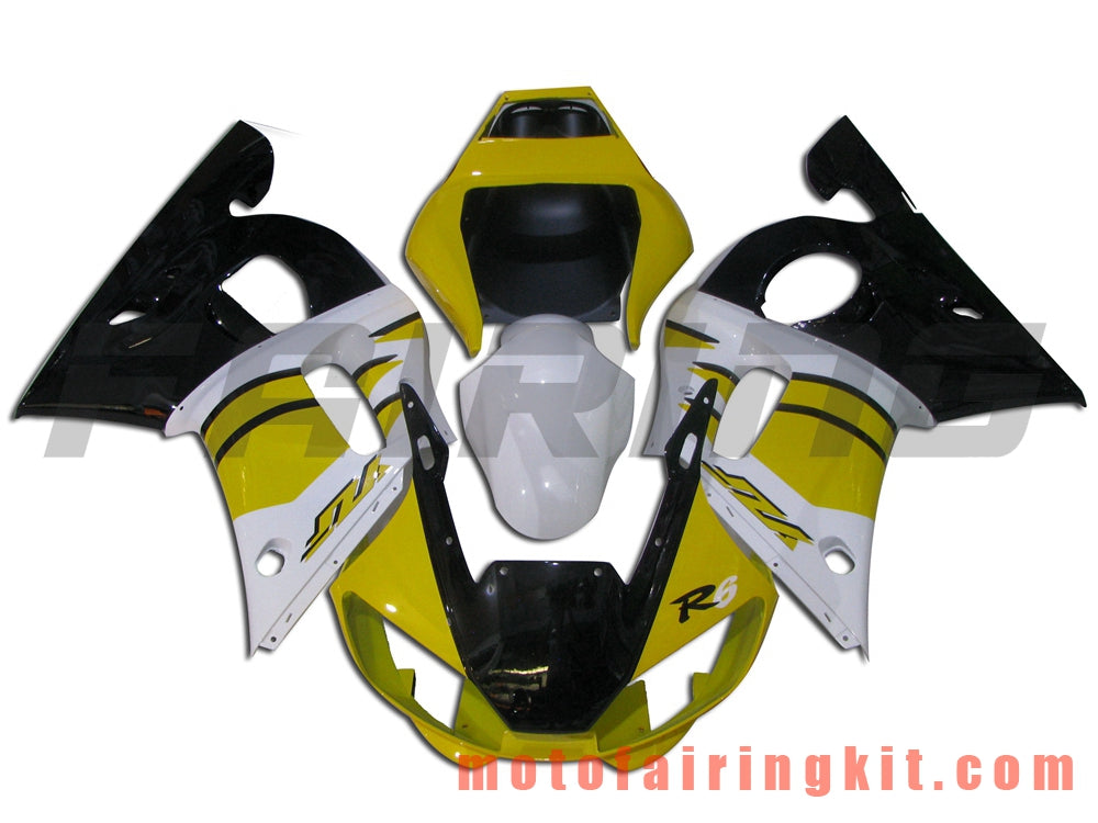 Kits de carenado aptos para YZF-600 R6 1998 1999 2000 2001 2002 YZF 600 R6 Molde de inyección de plástico ABS Carrocería completa para motocicleta Carrocería del mercado de accesorios Marco (amarillo y negro) B006