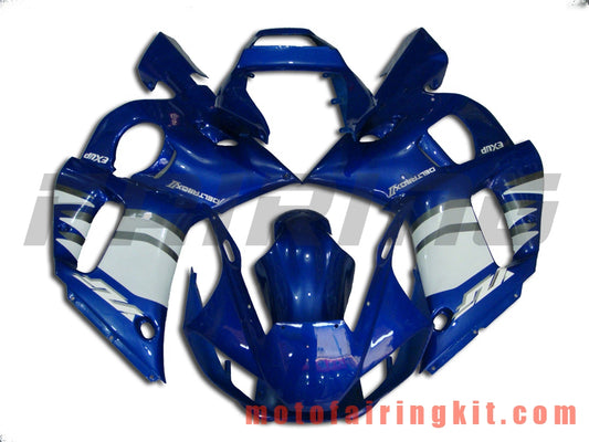 Kits de carenado aptos para YZF-600 R6 1998 1999 2000 2001 2002 YZF 600 R6 Molde de inyección de plástico ABS Carrocería completa para motocicleta Marco de carrocería de posventa (azul y blanco) B007