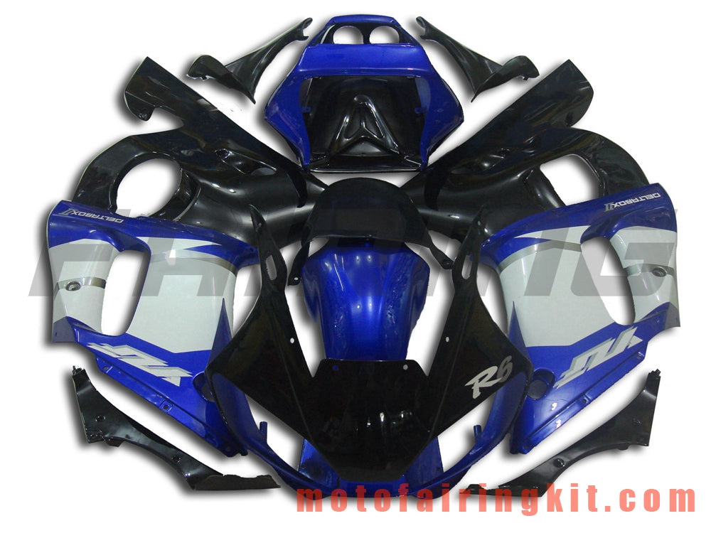 フェアリングキット YZF-600 R6 1998 1999 2000 2001 2002 YZF 600 R6 プラスチック ABS 射出成形 完全なオートバイボディ アフターマーケットボディワークフレーム (ブルー &amp; ブラック) B009