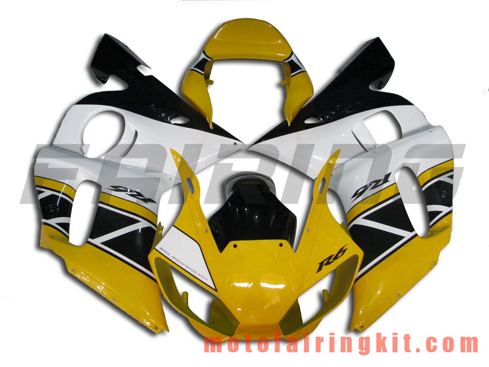 Fairing Kits Fit for YZF-600 R6 1998 1999 2000 2001 2002 YZF 600 R6 Plastic ABS Injection Mold Complete Motorcycle Body Aftermarket Bodywork Frame (Yellow & White) B010