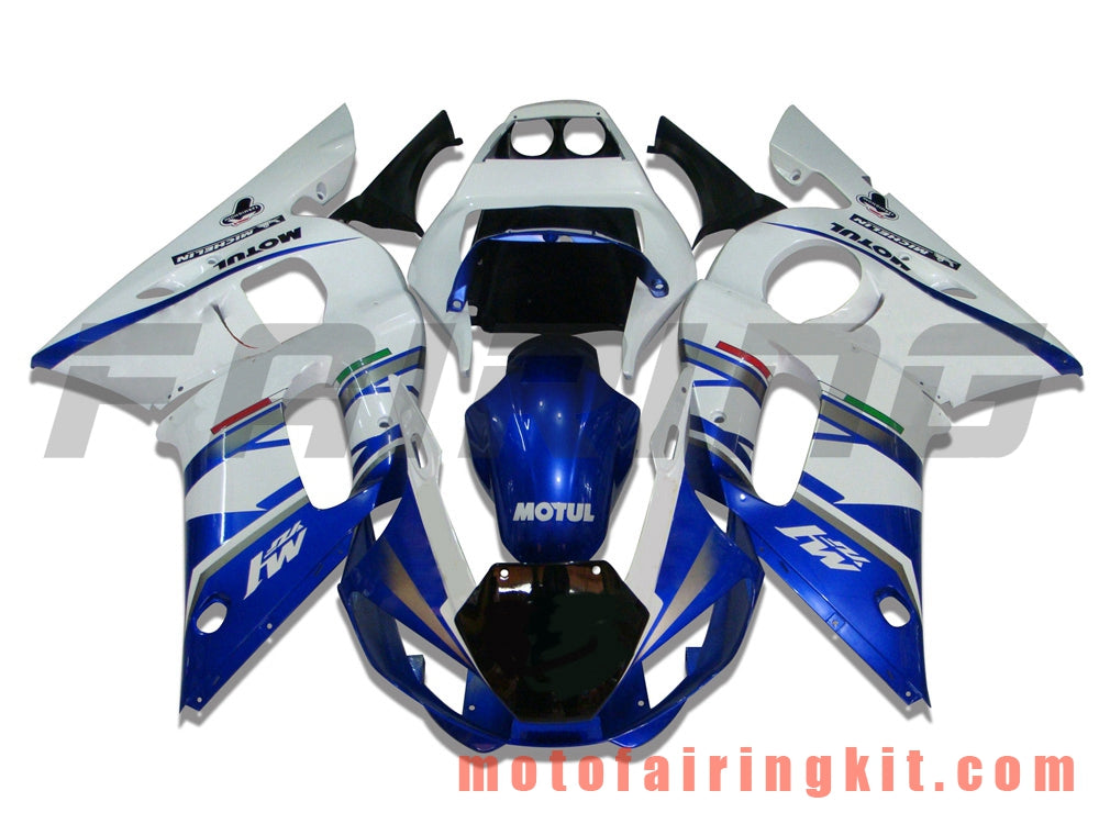 Fairing Kits Fit for YZF-600 R6 1998 1999 2000 2001 2002 YZF 600 R6 Plastic ABS Injection Mold Complete Motorcycle Body Aftermarket Bodywork Frame (Blue & White) B017