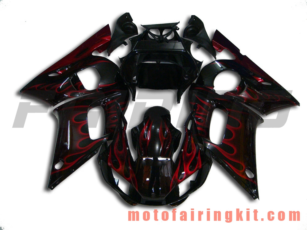 Fairing Kits Fit for YZF-600 R6 1998 1999 2000 2001 2002 YZF 600 R6 Plastic ABS Injection Mold Complete Motorcycle Body Aftermarket Bodywork Frame (Black & Orange) B019