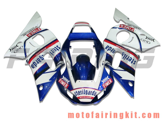 Kits de carenado aptos para YZF-600 R6 1998 1999 2000 2001 2002 YZF 600 R6 Molde de inyección de plástico ABS Carrocería completa para motocicleta Marco de carrocería de posventa (azul y blanco) B023