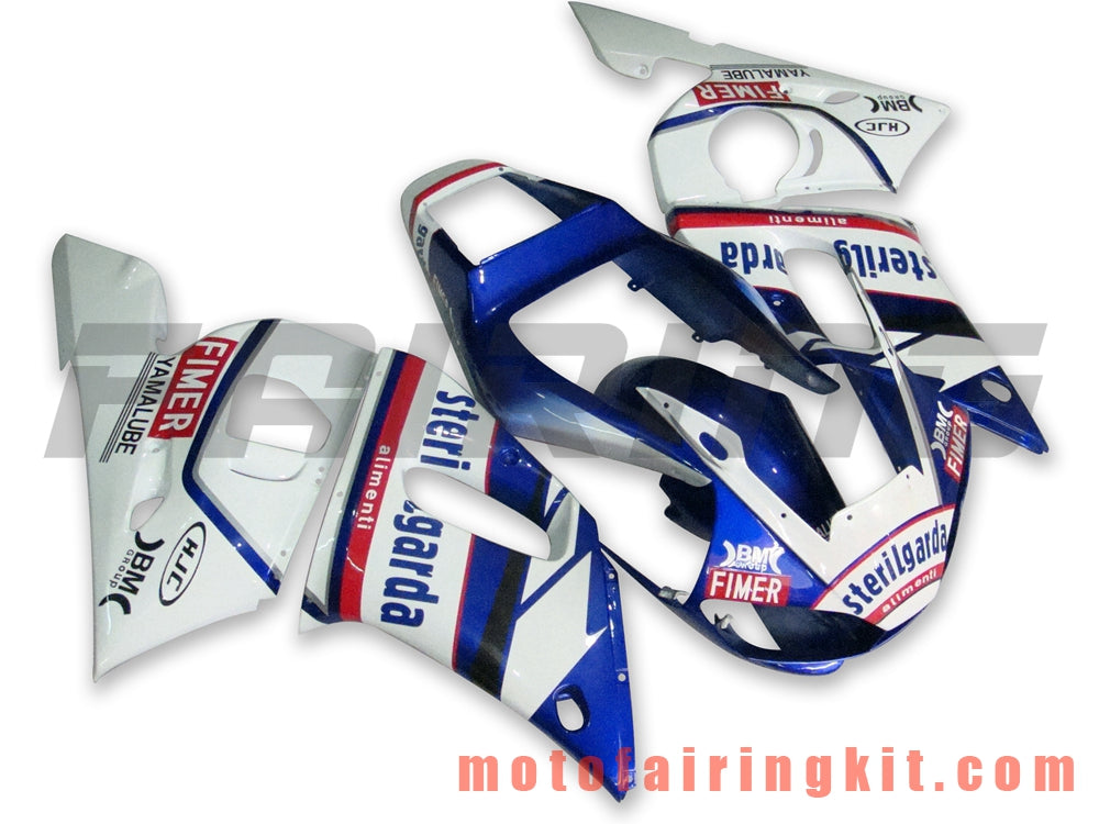 Kits de carenado aptos para YZF-600 R6 1998 1999 2000 2001 2002 YZF 600 R6 Molde de inyección de plástico ABS Carrocería completa para motocicleta Marco de carrocería de posventa (azul y blanco) B023