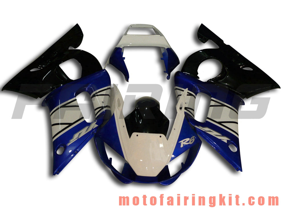 フェアリングキット YZF-600 R6 1998 1999 2000 2001 2002 YZF 600 R6 プラスチック ABS 射出成型 完全なオートバイボディ アフターマーケットボディワークフレーム (ブラック &amp; ブルー) B026