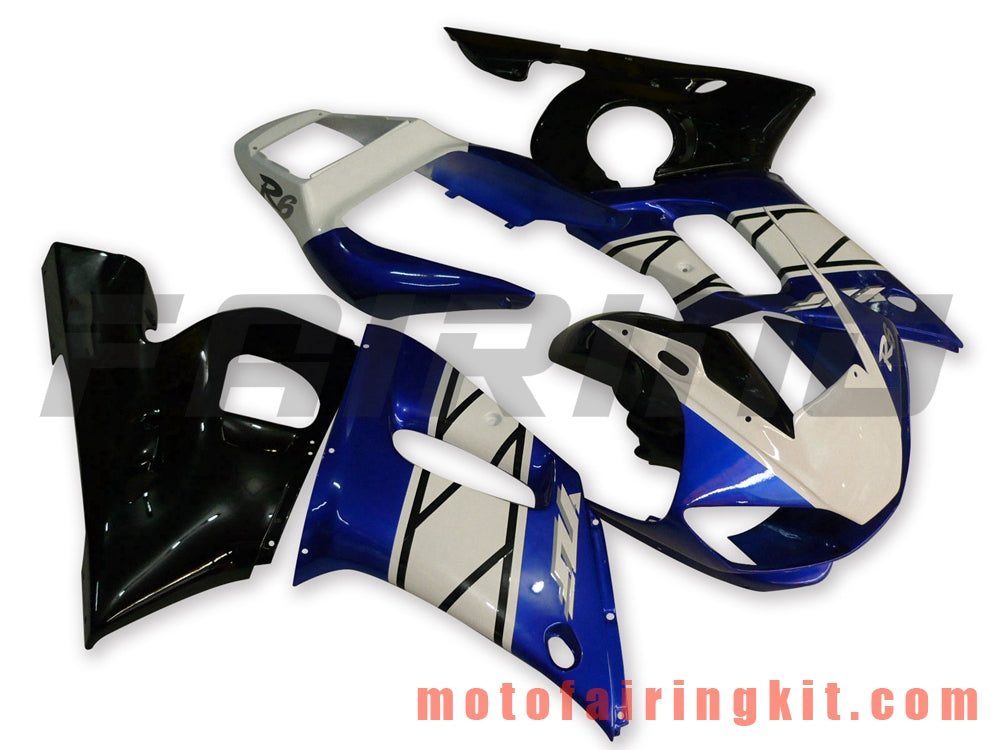 フェアリングキット YZF-600 R6 1998 1999 2000 2001 2002 YZF 600 R6 プラスチック ABS 射出成型 完全なオートバイボディ アフターマーケットボディワークフレーム (ブラック &amp; ブルー) B026