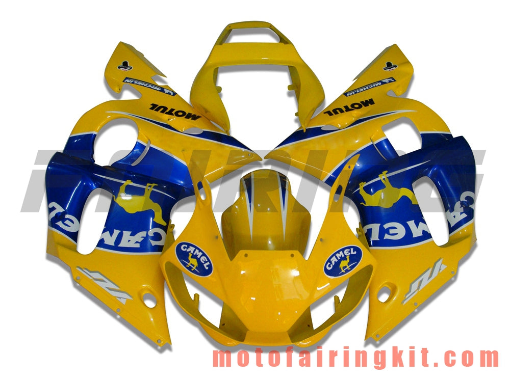 フェアリングキット YZF-600 R6 1998 1999 2000 2001 2002 YZF 600 R6 プラスチック ABS 射出成型 完全なオートバイボディ アフターマーケットボディワークフレーム (イエロー &amp; ブルー) B028