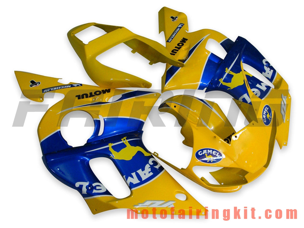 Kits de carenado aptos para YZF-600 R6 1998 1999 2000 2001 2002 YZF 600 R6 Molde de inyección de plástico ABS Carrocería completa para motocicleta Carrocería del mercado de accesorios Marco (amarillo y azul) B028