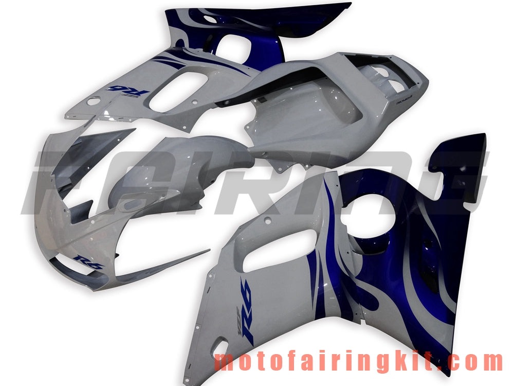 Fairing Kits Fit for YZF-600 R6 1998 1999 2000 2001 2002 YZF 600 R6 Plastic ABS Injection Mold Complete Motorcycle Body Aftermarket Bodywork Frame (White & Blue) B031