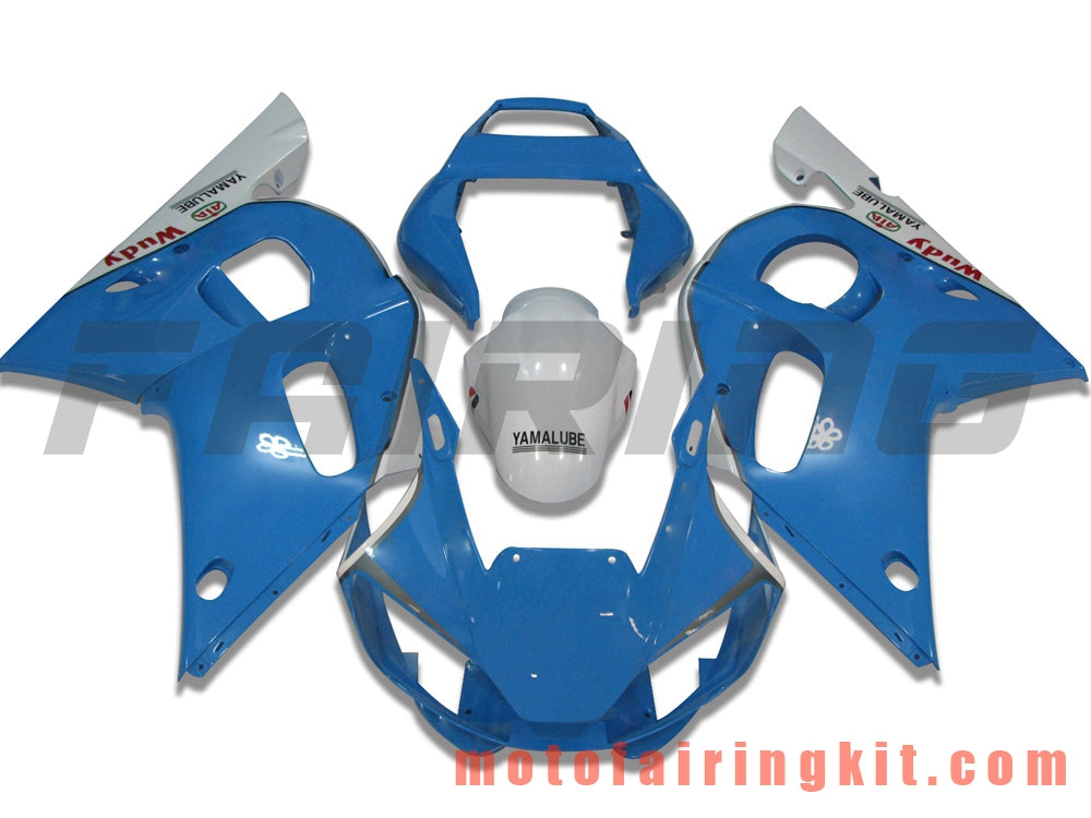 Kits de carenado aptos para YZF-600 R6 1998 1999 2000 2001 2002 YZF 600 R6 Molde de inyección de plástico ABS Carrocería completa para motocicleta Marco de carrocería de posventa (azul y blanco) B033