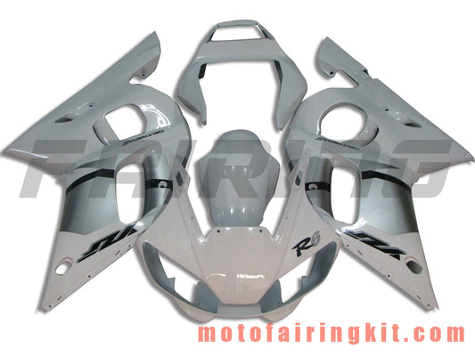 Kits de carenado aptos para YZF-600 R6 1998 1999 2000 2001 2002 YZF 600 R6 Molde de inyección de plástico ABS Carrocería completa para motocicleta Carrocería del mercado de accesorios Marco (blanco y plateado) B035