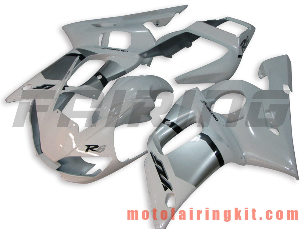 Kits de carenado aptos para YZF-600 R6 1998 1999 2000 2001 2002 YZF 600 R6 Molde de inyección de plástico ABS Carrocería completa para motocicleta Carrocería del mercado de accesorios Marco (blanco y plateado) B035