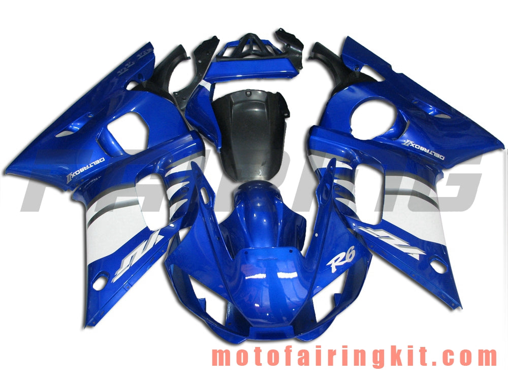 フェアリングキット YZF-600 R6 1998 1999 2000 2001 2002 YZF 600 R6 プラスチック ABS 射出成型 完全なオートバイボディ アフターマーケットボディワークフレーム (ブルー &amp; ホワイト) B042