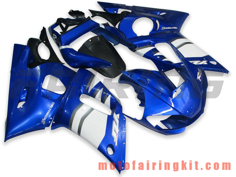 フェアリングキット YZF-600 R6 1998 1999 2000 2001 2002 YZF 600 R6 プラスチック ABS 射出成型 完全なオートバイボディ アフターマーケットボディワークフレーム (ブルー &amp; ホワイト) B042