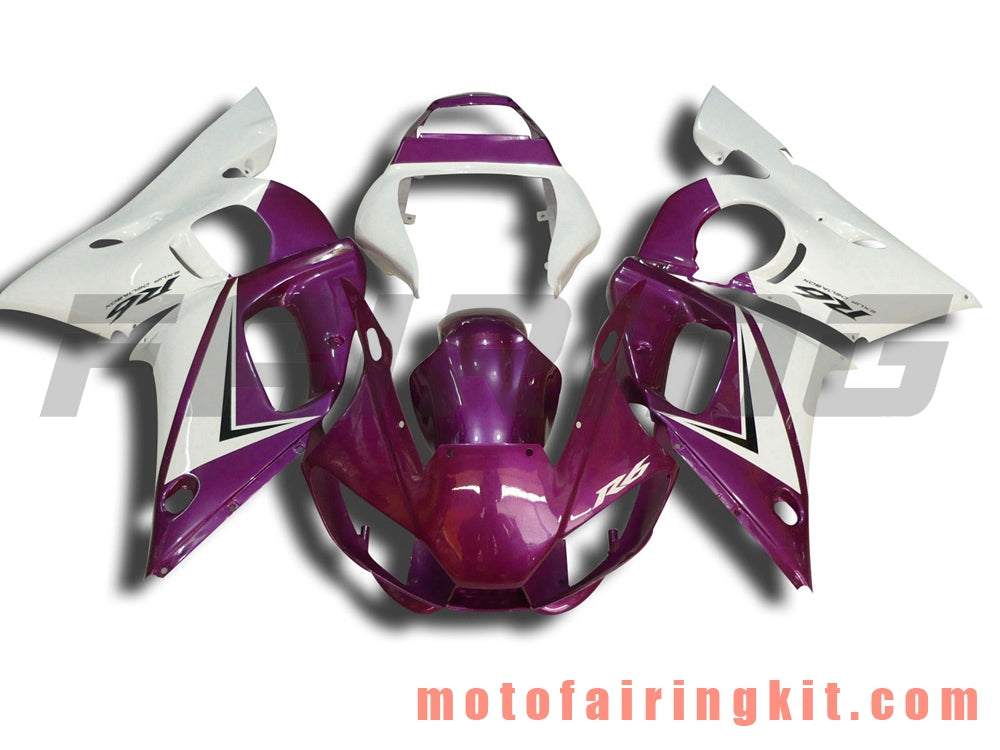 Fairing Kits Fit for YZF-600 R6 1998 1999 2000 2001 2002 YZF 600 R6 Plastic ABS Injection Mold Complete Motorcycle Body Aftermarket Bodywork Frame (Purple & White) B050