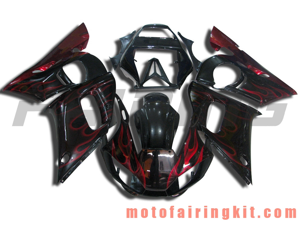 Kits de carenado aptos para YZF-600 R6 1998 1999 2000 2001 2002 YZF 600 R6 Molde de inyección de plástico ABS Carrocería completa para motocicleta Marco de carrocería de posventa (negro y naranja) B052