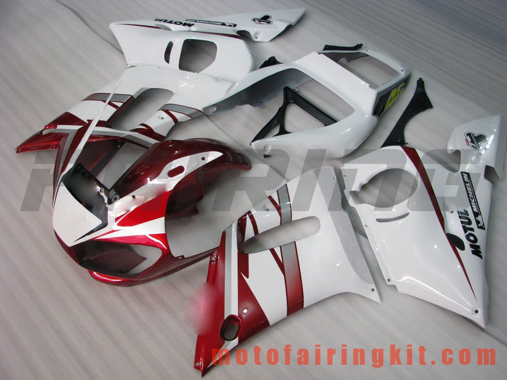 Fairing Kits Fit for YZF-600 R6 1998 1999 2000 2001 2002 YZF 600 R6 Plastic ABS Injection Mold Complete Motorcycle Body Aftermarket Bodywork Frame (White & Red) B065