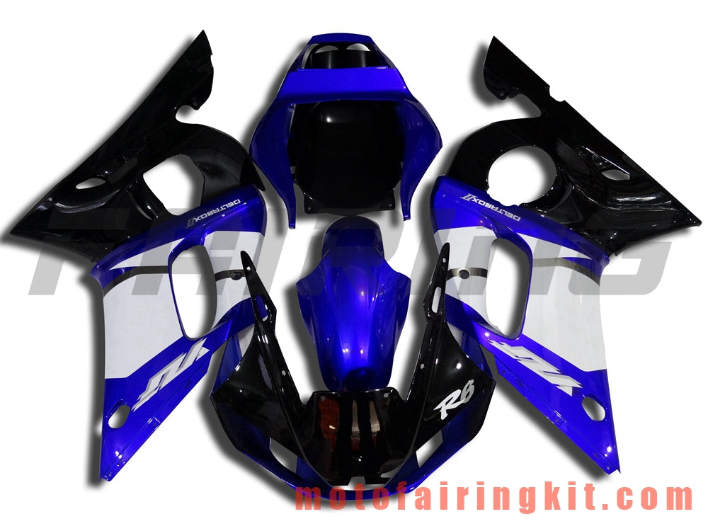 Fairing Kits Fit for YZF-600 R6 1998 1999 2000 2001 2002 YZF 600 R6 Plastic ABS Injection Mold Complete Motorcycle Body Aftermarket Bodywork Frame (Blue & Black) B067