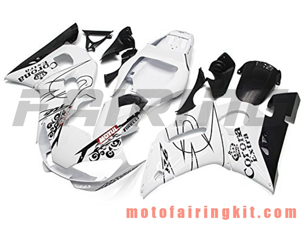 Fairing Kits Fit for YZF-600 R6 1998 1999 2000 2001 2002 YZF 600 R6 Plastic ABS Injection Mold Complete Motorcycle Body Aftermarket Bodywork Frame (White & Black) B068