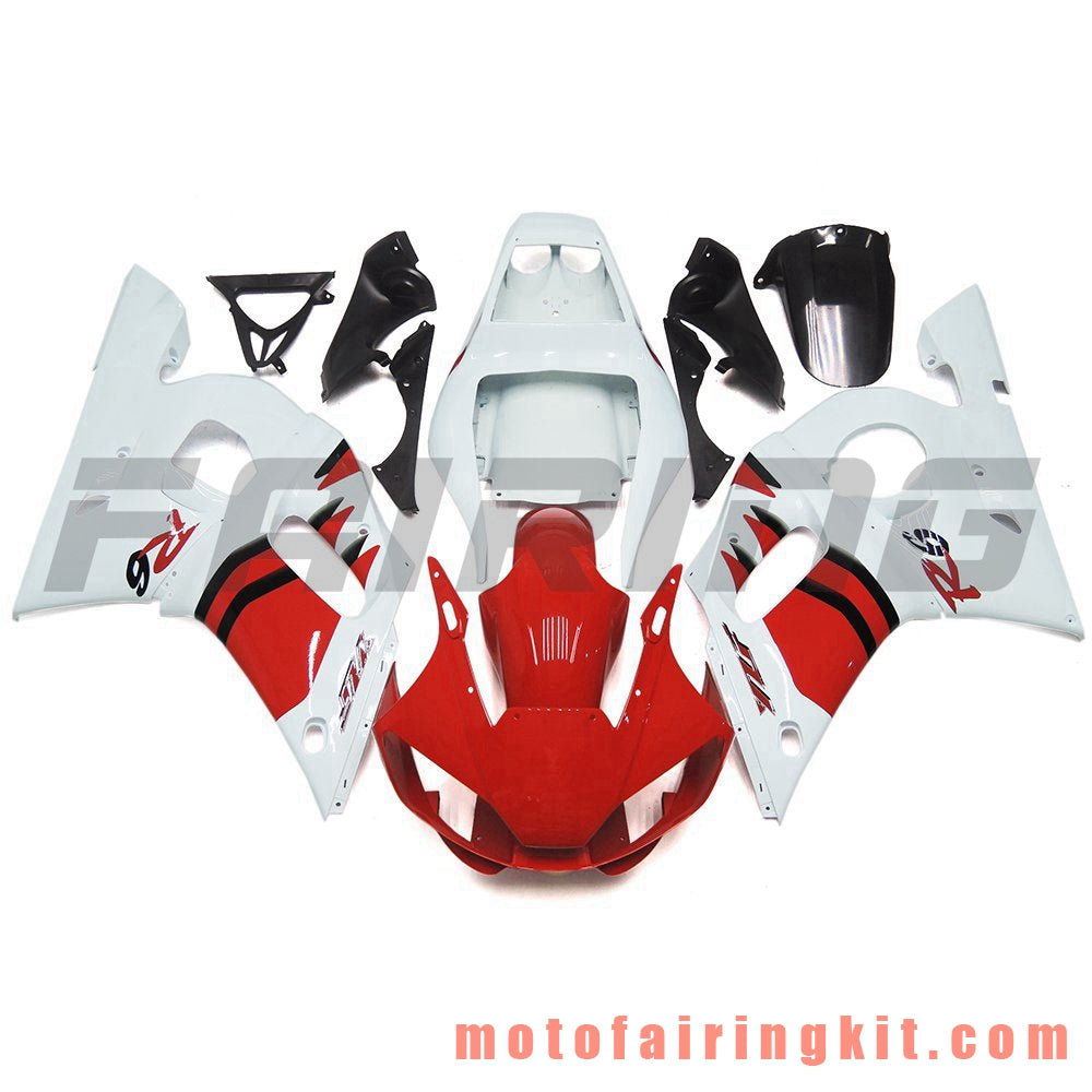 Fairing Kits Fit for YZF-600 R6 1998 1999 2000 2001 2002 YZF 600 R6 Plastic ABS Injection Mold Complete Motorcycle Body Aftermarket Bodywork Frame (Red & White) B074