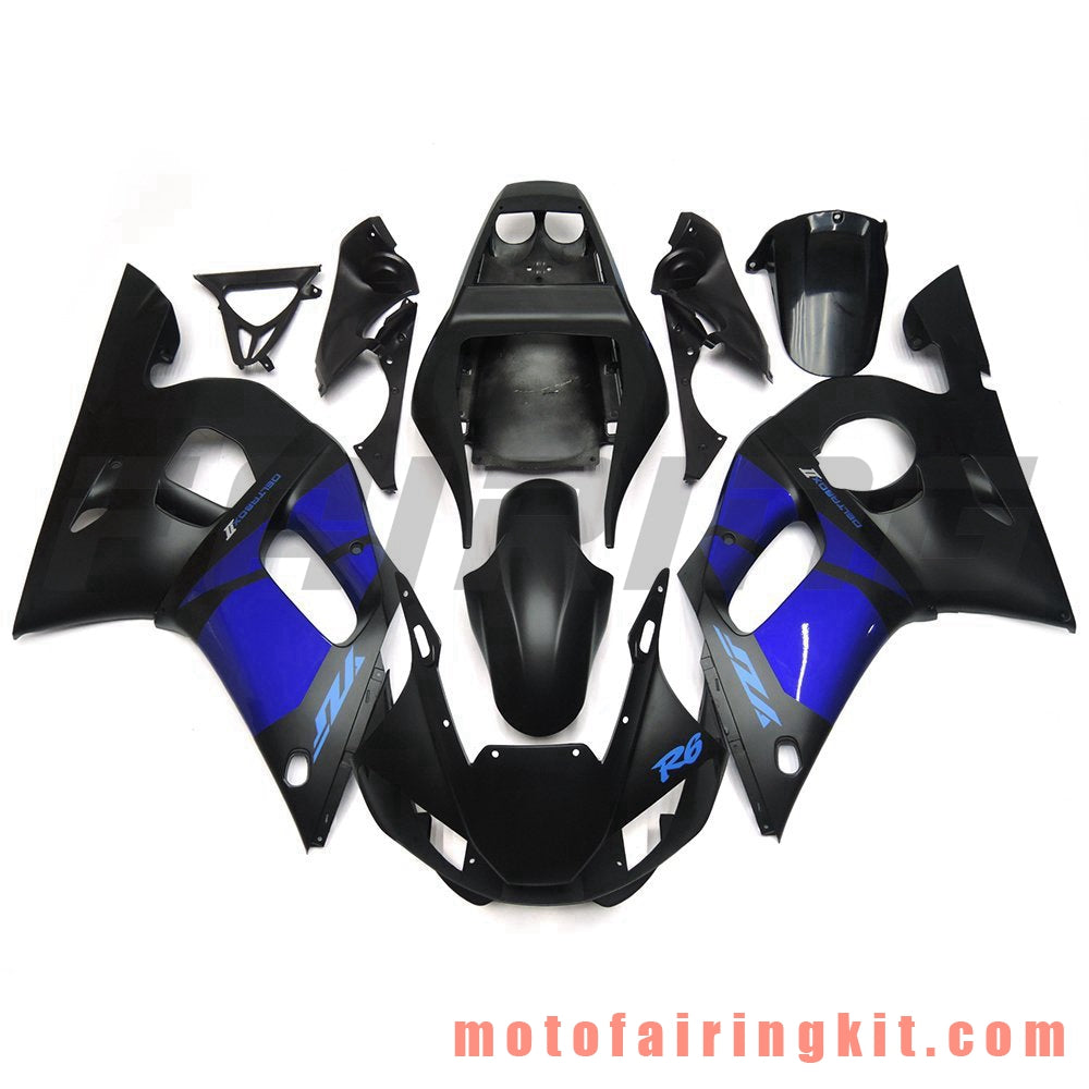 Kits de carenado aptos para YZF-600 R6 1998 1999 2000 2001 2002 YZF 600 R6 Molde de inyección de plástico ABS Carrocería completa para motocicleta Marco de carrocería de posventa (negro y azul) B080