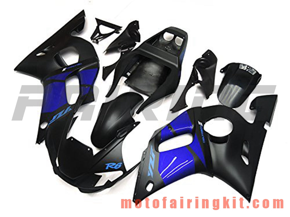 フェアリングキット YZF-600 R6 1998 1999 2000 2001 2002 YZF 600 R6 プラスチック ABS 射出成型 完全なオートバイボディ アフターマーケットボディワークフレーム (ブラック &amp; ブルー) B080