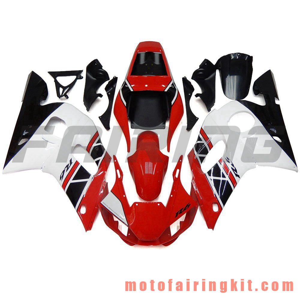 Kits de carenado aptos para YZF-600 R6 1998 1999 2000 2001 2002 YZF 600 R6 Molde de inyección de plástico ABS Carrocería completa para motocicleta Marco de carrocería de posventa (rojo y blanco) B081