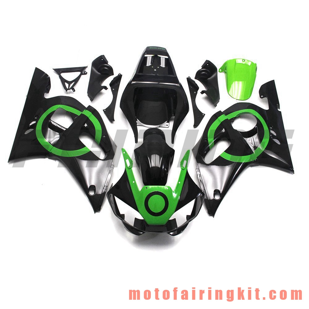 Fairing Kits Fit for YZF-600 R6 1998 1999 2000 2001 2002 YZF 600 R6 Plastic ABS Injection Mold Complete Motorcycle Body Aftermarket Bodywork Frame (Black & Green) B086