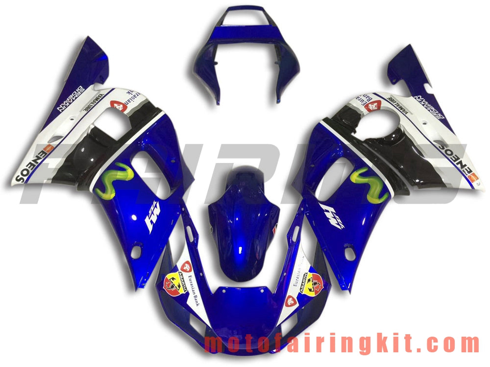 Kits de carenado aptos para YZF-600 R6 1998 1999 2000 2001 2002 YZF 600 R6 Molde de inyección de plástico ABS Carrocería completa para motocicleta Marco de carrocería de posventa (azul y negro) B087